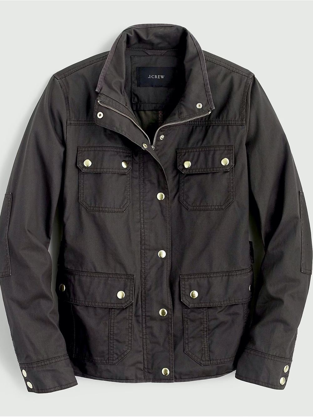 J. Crew Downtown Field Waxed Jacket Black Size Medium Military Utility Boyfriend